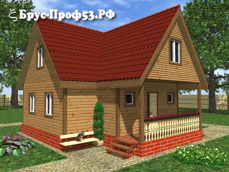 Дом из бруса D23 — 9×9 м