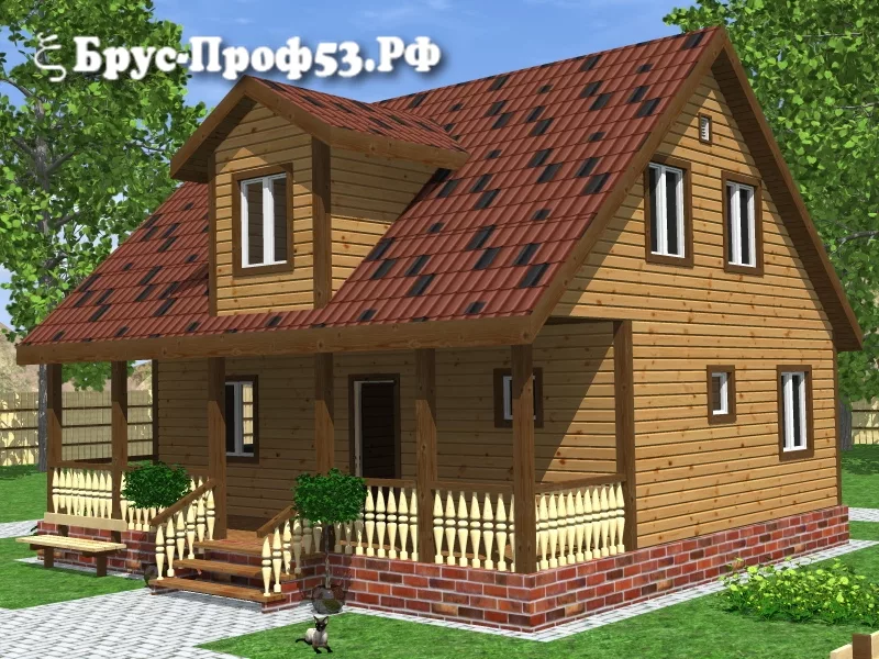 Дом из бруса D24 — 8×9 м