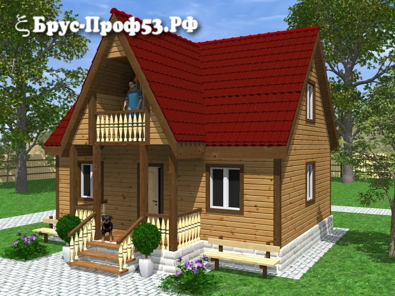 Дом из бруса D25 — 6×8 м