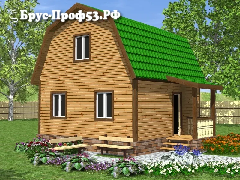 Дом из бруса D10 — 6×6 м