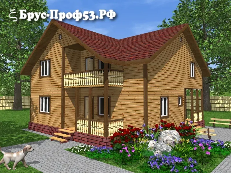 Дом из бруса D8 — 10×10,5 м